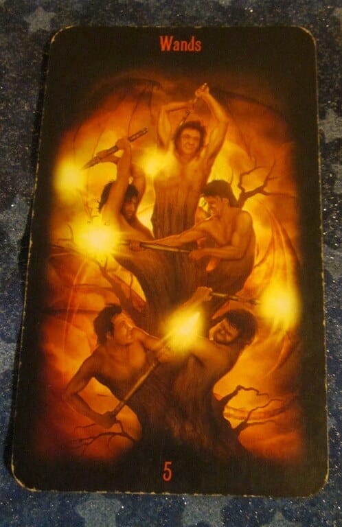 Everyday Tarot, 06/27/11: Short-Circuit Conflict / Five of Wands