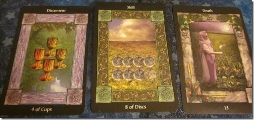 09/13/11: Road to Change | 4 of Cups, 8 of Pentacles, Death Everyday Tarot