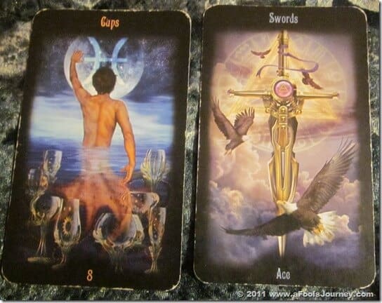 10/14/11: Emotional Investments | 8 of Cups, Ace of Swords