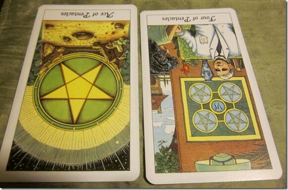 03/18/12: Risky Business?| Rev Ace Pentacles, Rev 4 Pentacles