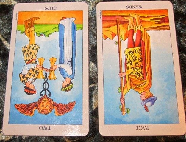 06/12/12: Feeling the love? | rev 2 of Cups, rev Page of Wands