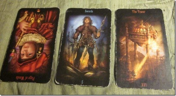 06/22/12: Unintended Consequences | Rev Page of Wands, 5 of Swords, Tower