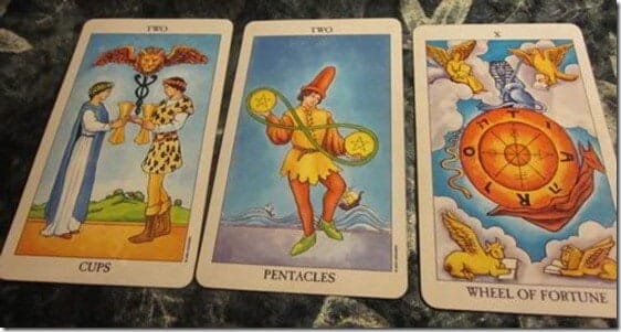 07/15/12: Ups and Downs | 2 Cups, 2 Pentacles, Wheel