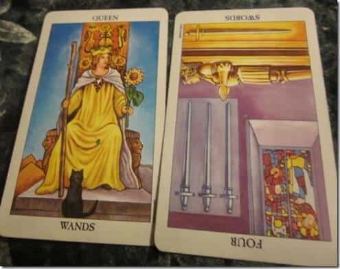 07/16/12: Persisting beyond Ego | Queen Wands, rev 4 Swords
