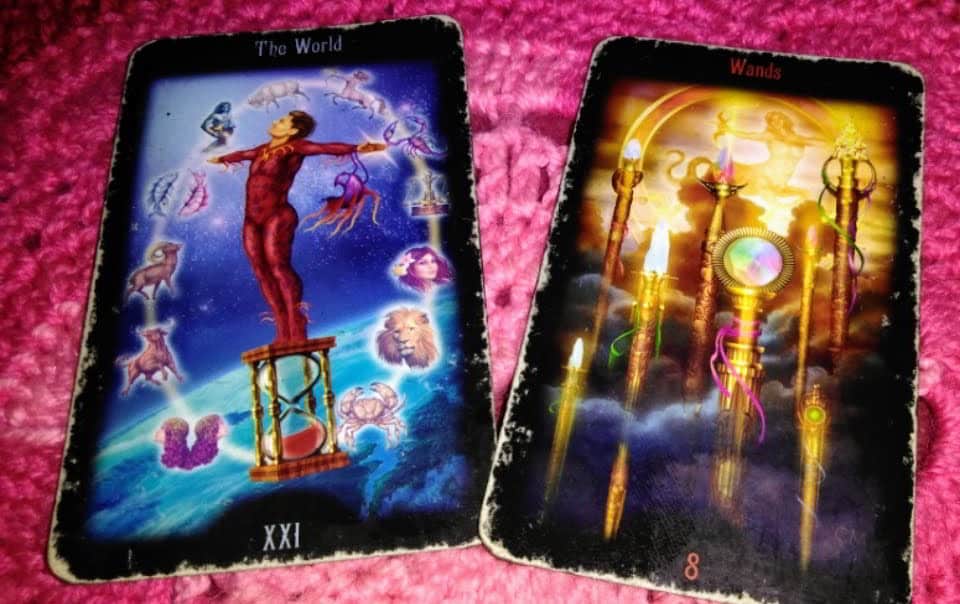 World & Eight of Wands: Open and Ready Everyday Tarot