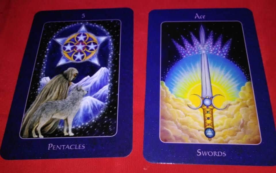 five of pentacles ace of swords