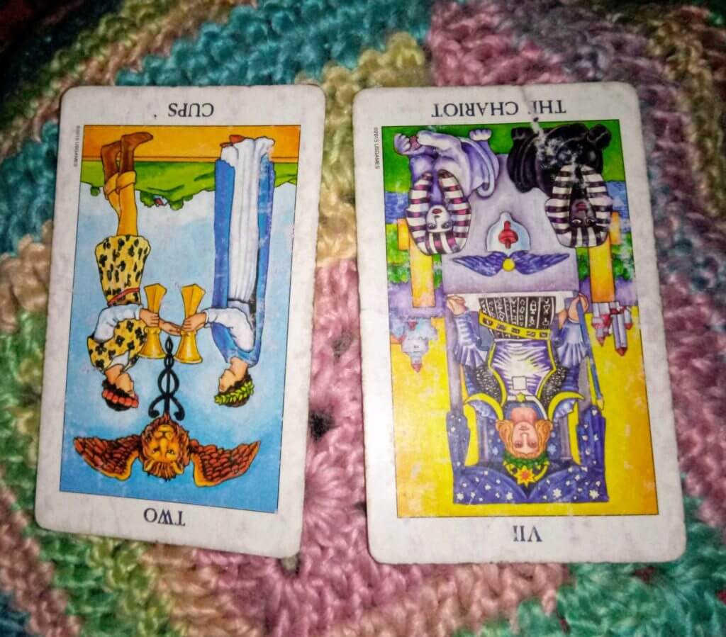 Reversed Two of Cups, Chariot Rx