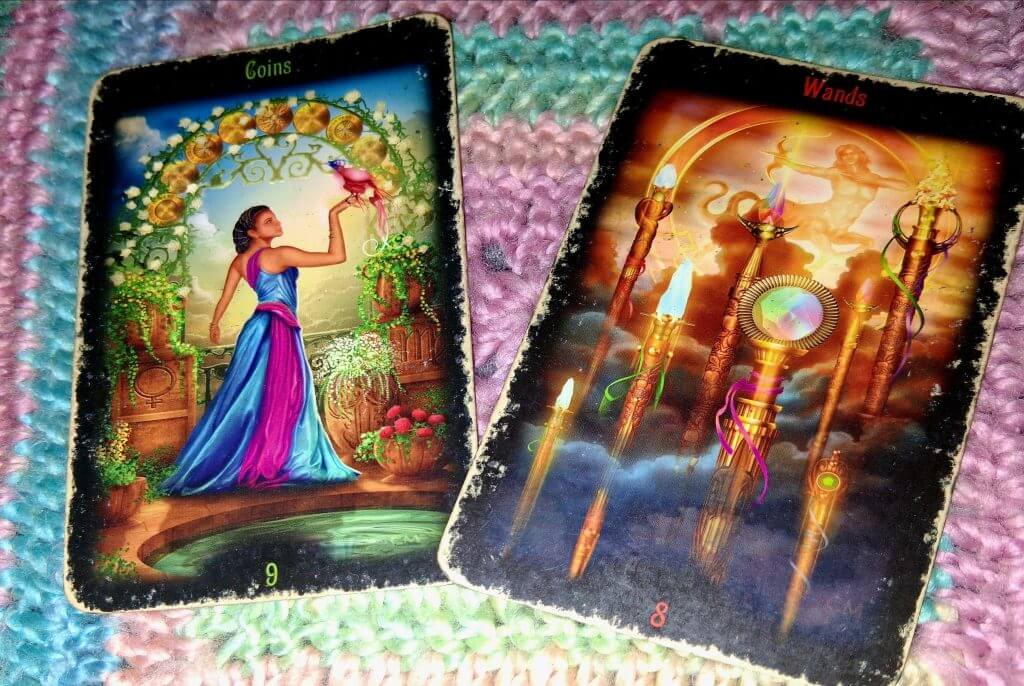 9 of Pentacles, 8 of Wands: Wisdom of Perspective Everyday Tarot