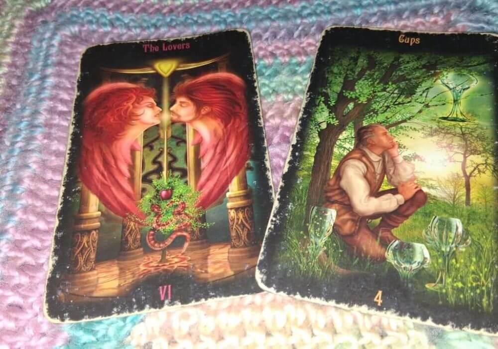 Lovers and 4 of Cups: The Mirror Bites Back Everyday Tarot