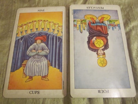 nine-cups-reversed-four-pentacles nine-cups-reversed-four-pentacles